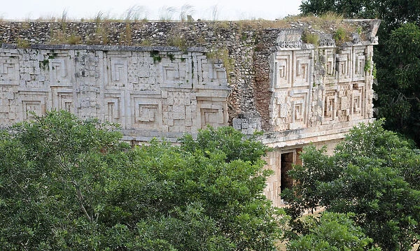 Mayan Ruined Building Surrounded by Jungle