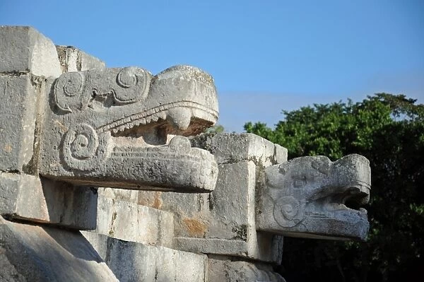Mayan Serpent Head Sculptures