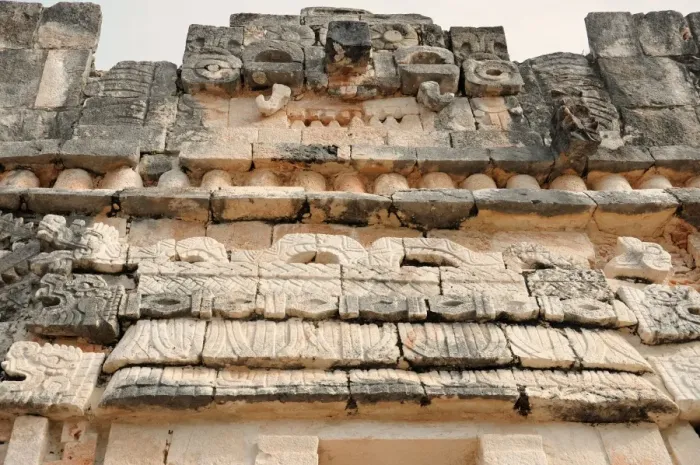 Framed Print : Mayan serpent sculptures, Temple Facade, Uxmal Framed Print : Mayan serpent sculptures, Temple Facade, Uxmal