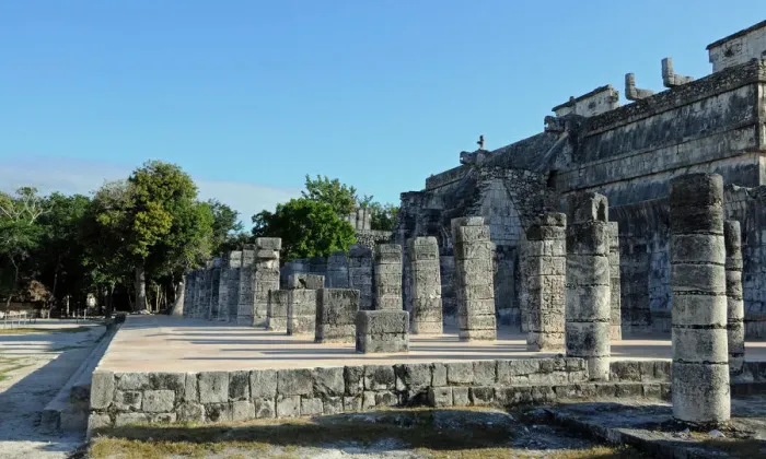 Framed Print : Mayan Step Pyramid and Columns, Chichen Itza Framed Print : Mayan Step Pyramid and Columns, Chichen Itza