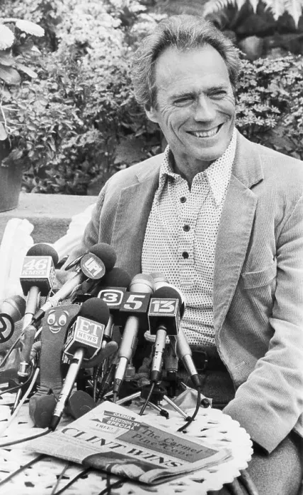 Framed Print : Mayor Clint Eastwood Smiling at Press Framed Print : Mayor Clint Eastwood Smiling at Press