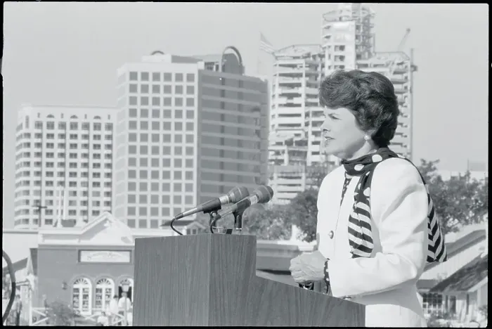 Framed Print : Mayor Dianne Feinstein Making Announcement Framed Print : Mayor Dianne Feinstein Making Announcement