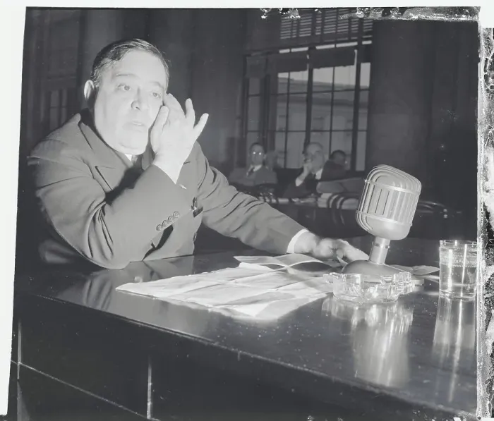 Framed Print : Mayor Fiorello H. La Guardia at Microphone During Hearing Framed Print : Mayor Fiorello H. La Guardia at Microphone During Hearing