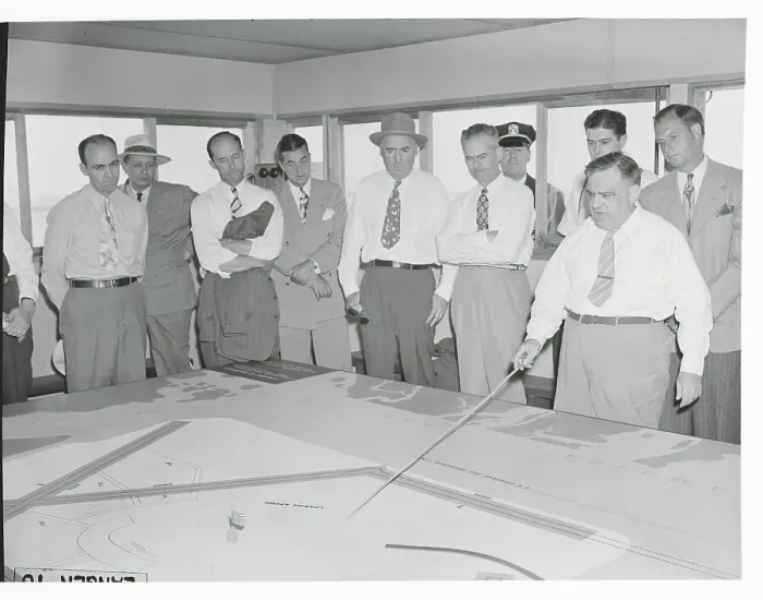 Framed Print : Mayor Fiorello La Guardia Explaining Airport Blueprint Framed Print : Mayor Fiorello La Guardia Explaining Airport Blueprint