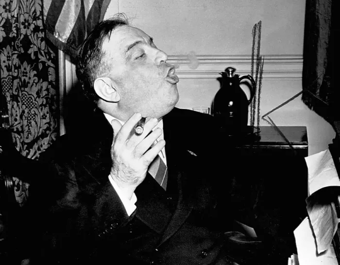 Framed Print : Mayor La Guardia Blowing Smoke Rings Framed Print : Mayor La Guardia Blowing Smoke Rings