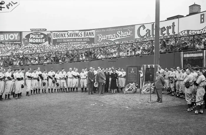 Framed Print : Mayor LaGuardia Speaking in Tribute to Lou Gehrig Framed Print : Mayor LaGuardia Speaking in Tribute to Lou Gehrig