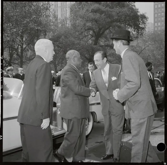 Framed Print : Mayor Robert Wagner Greeting Dignitaries