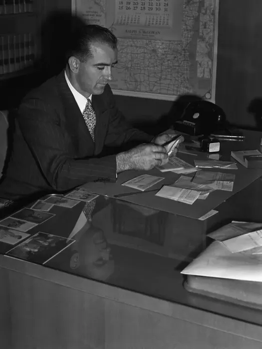 Framed Print : McCarthy Opens Congratulatory Telegrams Framed Print : McCarthy Opens Congratulatory Telegrams