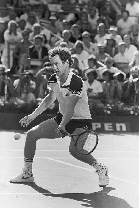 Framed Print : McEnroe Hitting Backhand Return