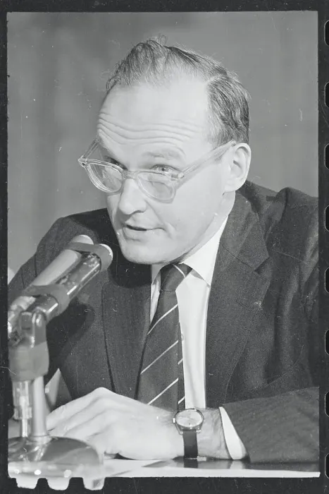 Framed Print : McGeorge Bundy Sitting at Microphones During Hearing Framed Print : McGeorge Bundy Sitting at Microphones During Hearing