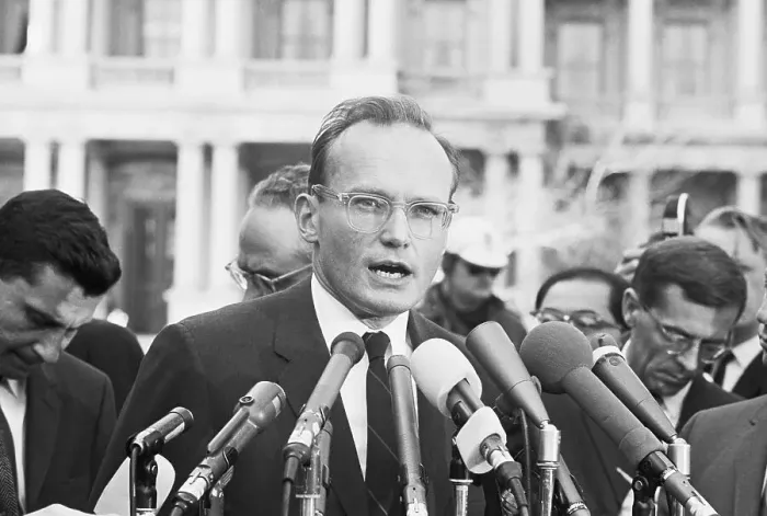 Framed Print : McGeorge Bundy Talks With Newsmen