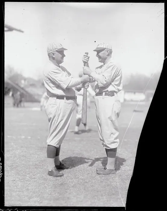 Framed Print : McGraw and Hugh Jennings Holding Bat Framed Print : McGraw and Hugh Jennings Holding Bat