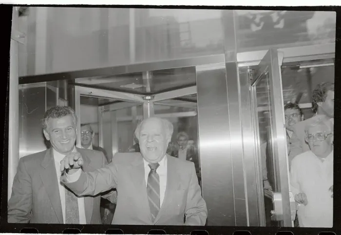 Framed Print : Meade Esposito Rejoicing Outside Court Framed Print : Meade Esposito Rejoicing Outside Court