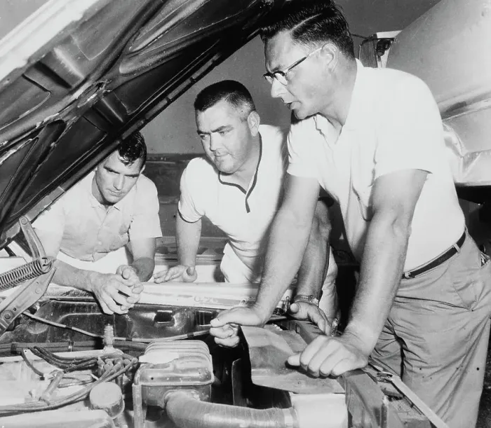 Framed Print : Mechanics Inspecting Car of NASCAR Driver Junior Johnson Framed Print : Mechanics Inspecting Car of NASCAR Driver Junior Johnson