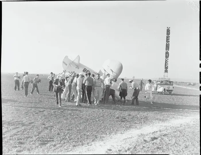 Framed Print : Mechanics Working on Jacobson's Plane