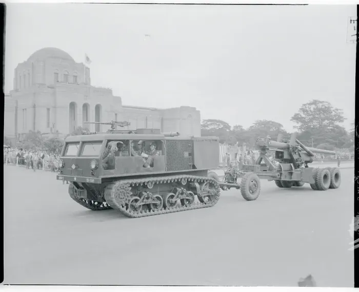 Framed Print : Mechanized Forces March Before Review Stand Framed Print : Mechanized Forces March Before Review Stand