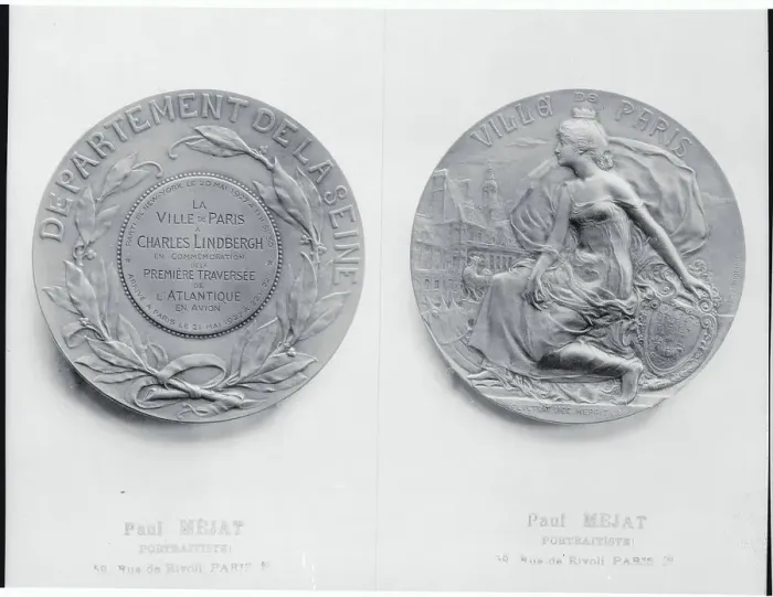 Framed Print : Medal Commemorating Charles Lindbergh Crossing Atlantic Framed Print : Medal Commemorating Charles Lindbergh Crossing Atlantic