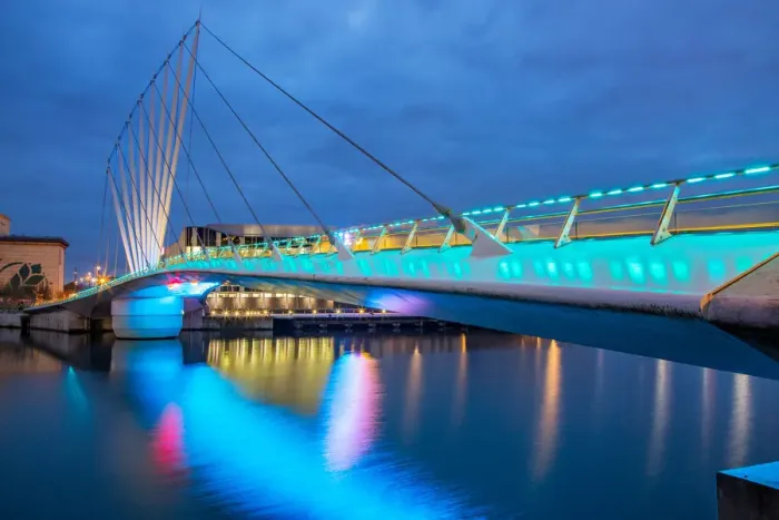 Framed Print : Media City Footbridge
