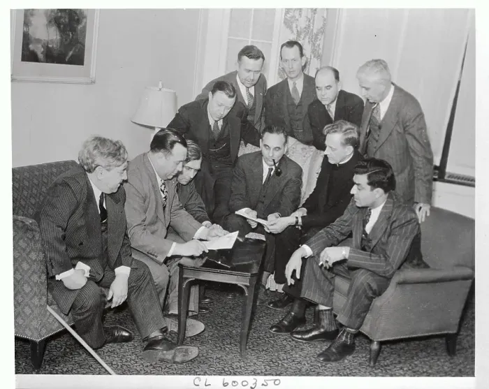 Framed Print : Mediators Conferring With Union Framed Print : Mediators Conferring With Union