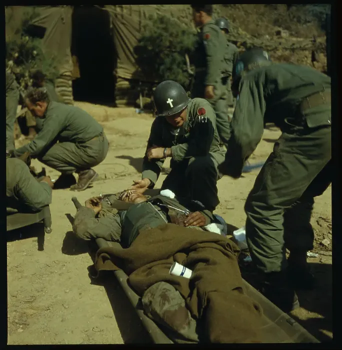 Framed Print : Medical Aid Station and Medic Attending to Soldier Framed Print : Medical Aid Station and Medic Attending to Soldier