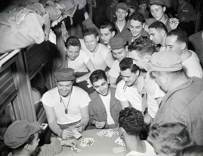 Framed Print : Medical Battalion Members Playing Cards Framed Print : Medical Battalion Members Playing Cards