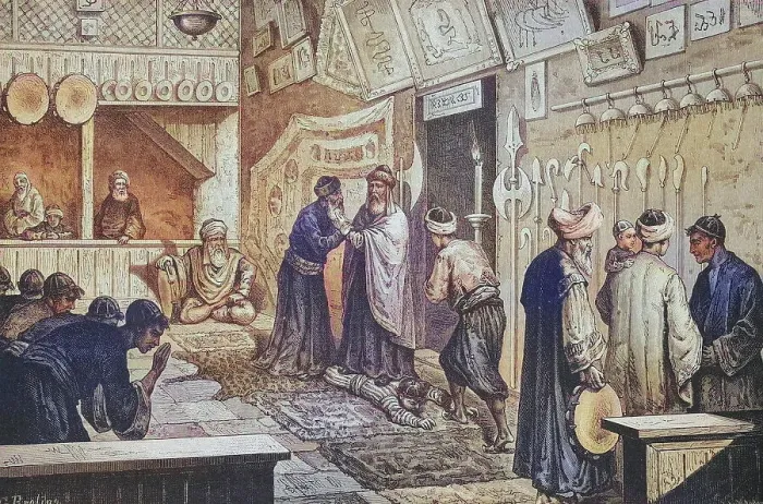 Framed Print : Medicine, Doctor, Miraculous Healing in the Monastery of the Howling Dervishes in Scutari, now Shkodra, Albania, c Framed Print : Medicine, Doctor, Miraculous Healing in the Monastery of the Howling Dervishes in Scutari, now Shkodra, Albania, c