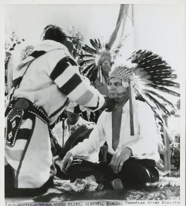 Framed Print : Medicine Man Placing Headdress on John Diefenbaker
