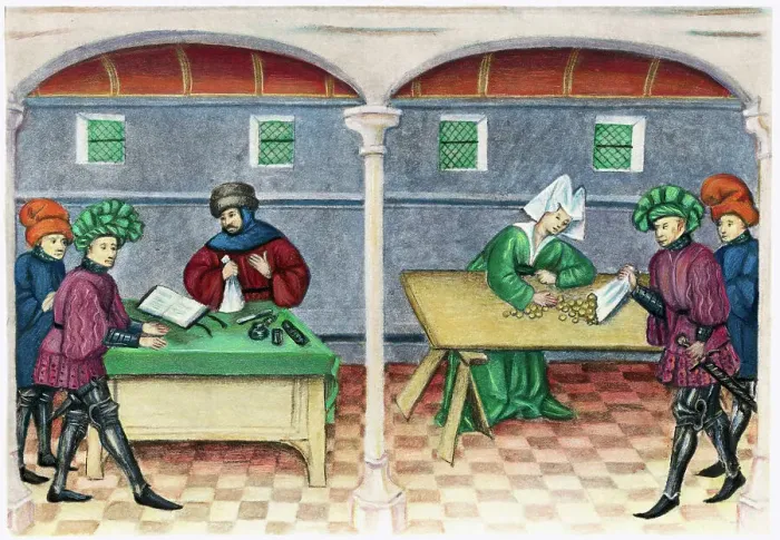 Framed Print : Medieval Banking Operations
