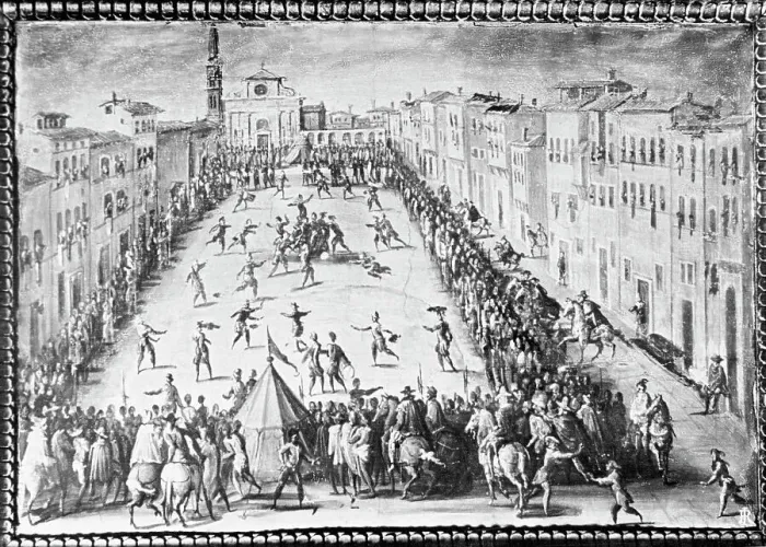 Framed Print : Medieval Football Game Framed Print : Medieval Football Game