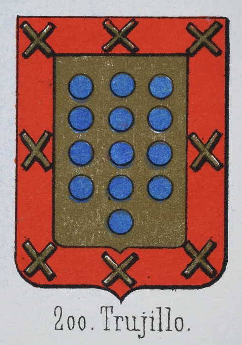 Framed Print : Medieval heraldry, Coat of arms, Shield with Blue, Dot, Gold, Red, Border, Gold, Cross, Spanish, Vintage illustration Framed Print : Medieval heraldry, Coat of arms, Shield with Blue, Dot, Gold, Red, Border, Gold, Cross, Spanish, Vintage illustration