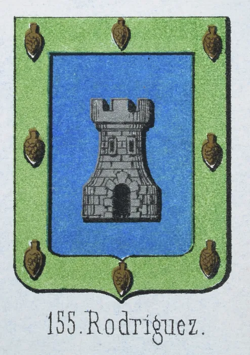 Framed Print : Medieval heraldry, Coat of arms, Shield with Silver, Castle, Blue, Green, Border, Spanish, Vintage illustration Framed Print : Medieval heraldry, Coat of arms, Shield with Silver, Castle, Blue, Green, Border, Spanish, Vintage illustration