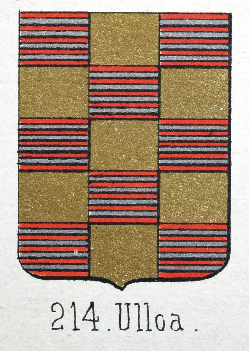 Framed Print : Medieval heraldry, Coat of arms, Shield with, Checked, stripes, gold, red, silver, Spanish, Vintage illustration
