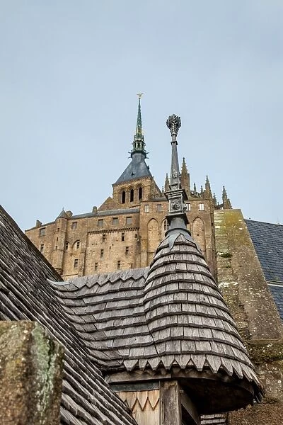 Medieval house with clapboard of Mont Saint-Michel, Normandy, France