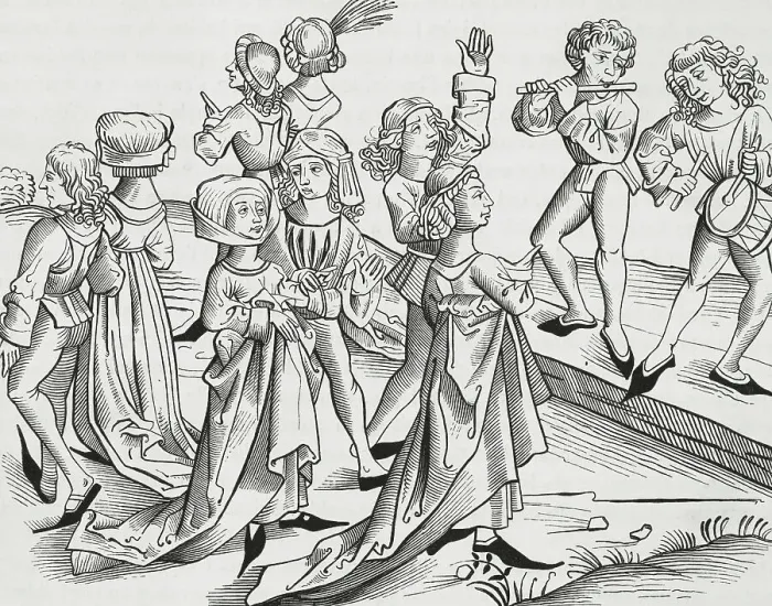 Framed Print : Medieval Musicians Performing Framed Print : Medieval Musicians Performing