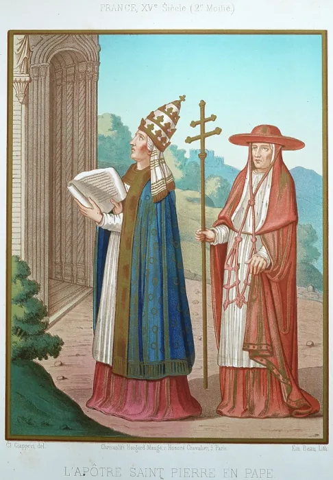 Framed Print : Medieval religious history, The Apostle Saint Peter as Pope, Cardinal, 15th century, Vintage illustration, Un abus de confiance (A breach of trust) Framed Print : Medieval religious history, The Apostle Saint Peter as Pope, Cardinal, 15th century, Vintage illustration, Un abus de confiance (A breach of trust)