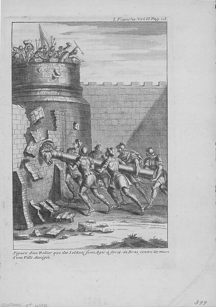 Medieval Soldiers Using Battering Ram