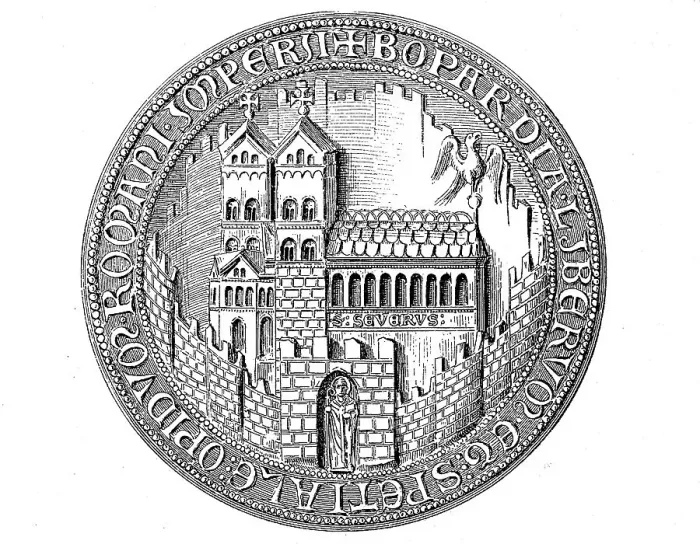Framed Print : Medieval town seal from the 13th to 15th century, here Boppard, Germany, Historical, digitally restored reproduction from a 19th century original Framed Print : Medieval town seal from the 13th to 15th century, here Boppard, Germany, Historical, digitally restored reproduction from a 19th century original