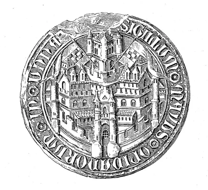 Framed Print : Medieval town seal from the 13th to 15th century, here Unna, Germany, Historical, digitally restored reproduction from a 19th century original Framed Print : Medieval town seal from the 13th to 15th century, here Unna, Germany, Historical, digitally restored reproduction from a 19th century original
