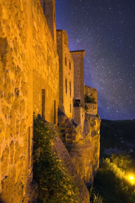 Framed Print : Medieval Wall of Pitigliano Italy at Night Framed Print : Medieval Wall of Pitigliano Italy at Night