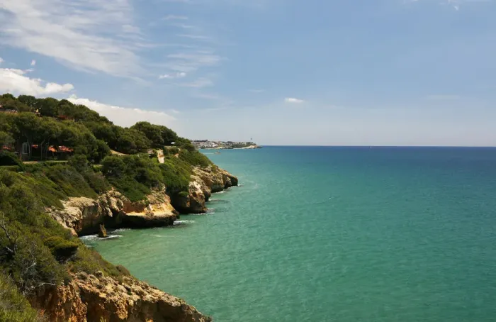 Framed Print : Mediterranean coast in Tarragona, Catalonia, Spain, Europe Framed Print : Mediterranean coast in Tarragona, Catalonia, Spain, Europe