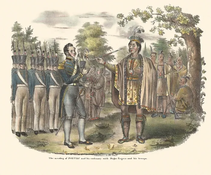 Framed Print : Meeting of Pontiac and Major Rogers Framed Print : Meeting of Pontiac and Major Rogers