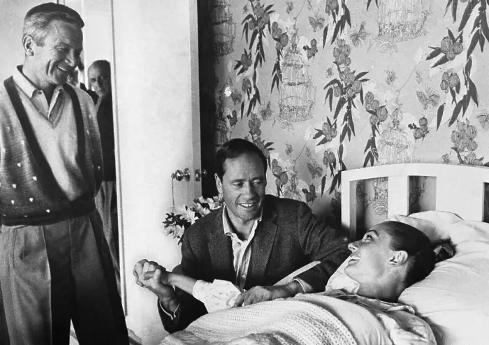 Framed Print : Mel Ferrer at Bedside of Injured Audrey Hepburn Framed Print : Mel Ferrer at Bedside of Injured Audrey Hepburn