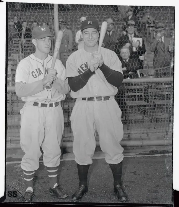 Framed Print : Mel Ott and Lou Gehrig Holding Baseball Bats Framed Print : Mel Ott and Lou Gehrig Holding Baseball Bats