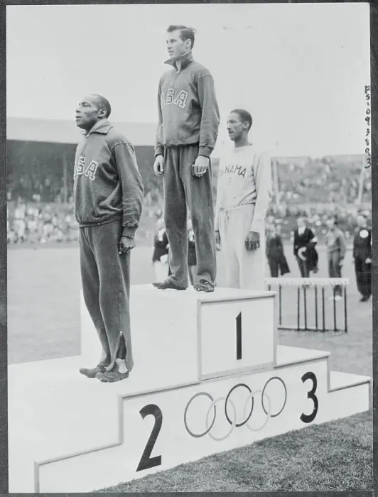 Framed Print : Mel Patton Standing in First Place on Rostrum Framed Print : Mel Patton Standing in First Place on Rostrum