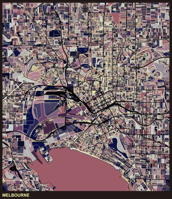 Framed Print : Melbourne city art map background Framed Print : Melbourne city art map background