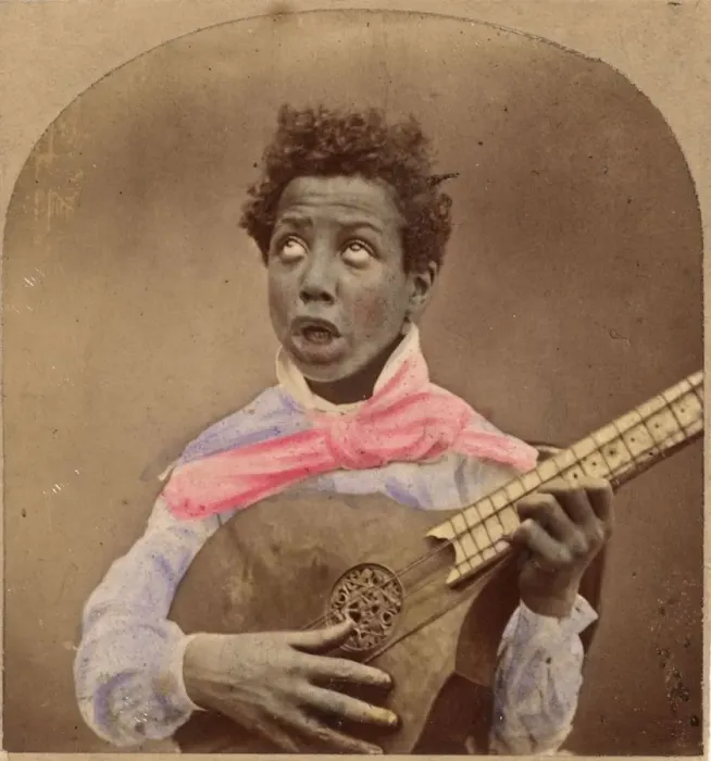 Framed Print : Melody. A Victorian musician composing a song on a type of lute, 1858 Framed Print : Melody. A Victorian musician composing a song on a type of lute, 1858