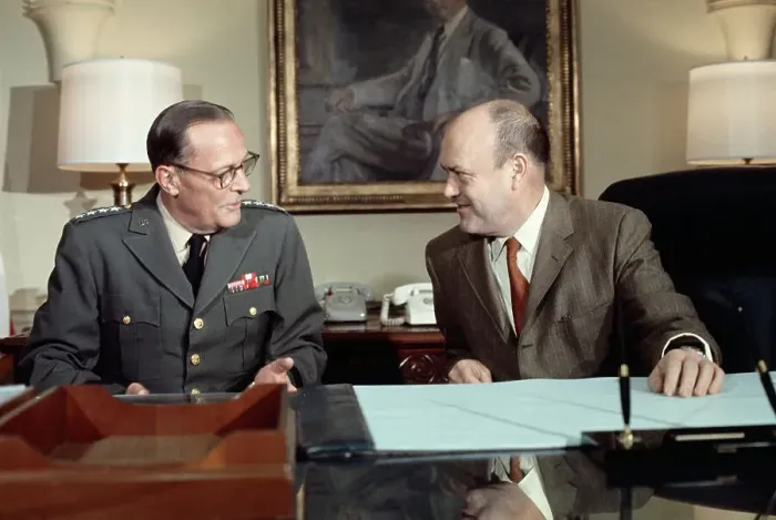 Framed Print : Melvin Laird Conferring with General Earle Wheeler Framed Print : Melvin Laird Conferring with General Earle Wheeler