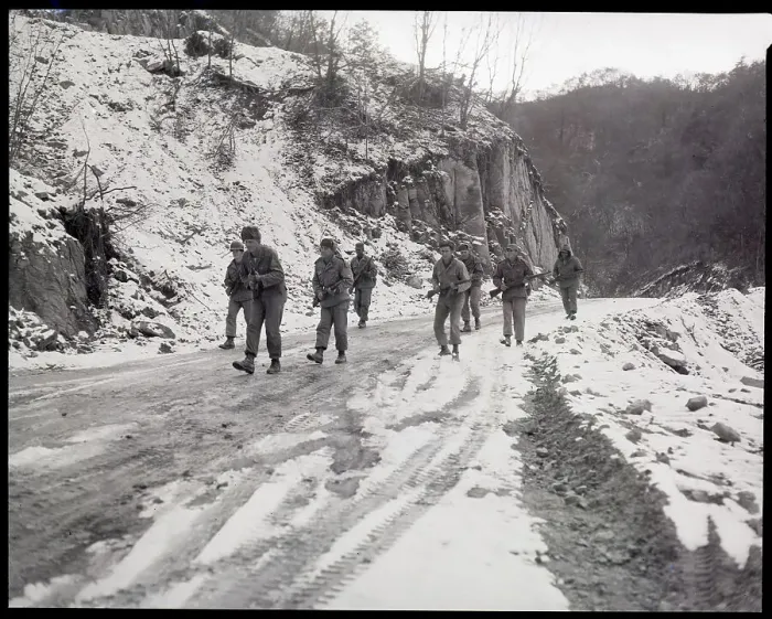 Framed Print : Members Of An Allied Patrol On Snow Road