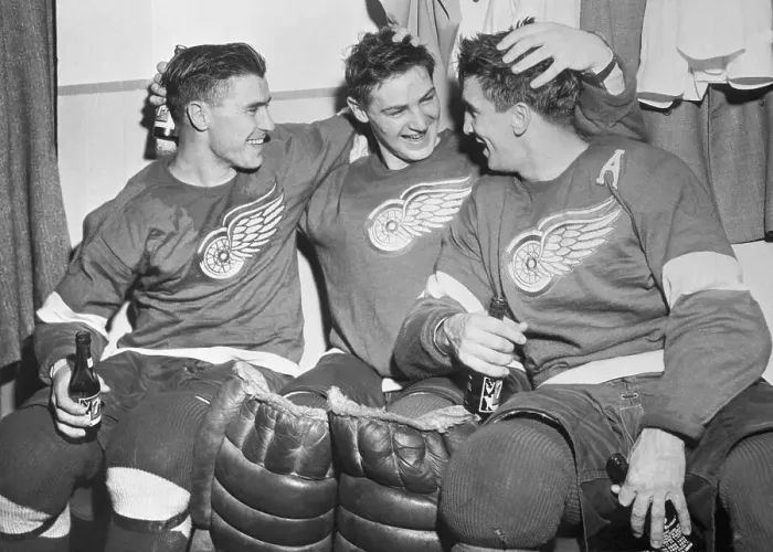 Framed Print : Three Members of Detroit Redwings Framed Print : Three Members of Detroit Redwings