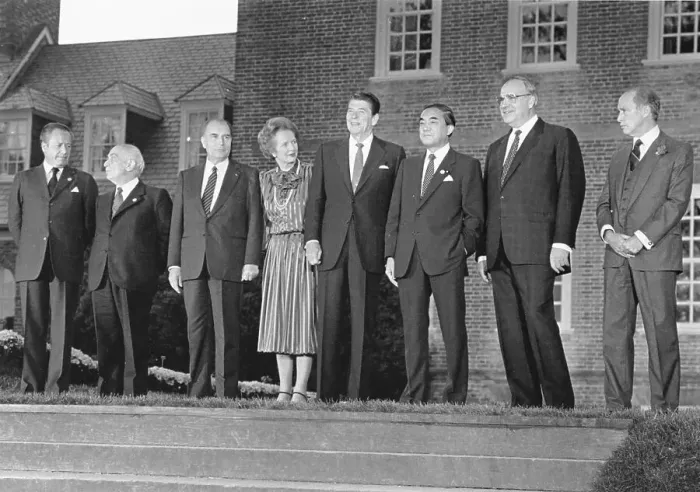 Framed Print : Members of Industrialized Nations Summit Posing Together Framed Print : Members of Industrialized Nations Summit Posing Together